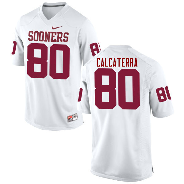 Men Oklahoma Sooners #80 Grant Calcaterra College Football Jerseys Game-White - Click Image to Close